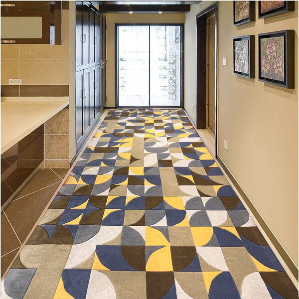 Variety of geometric and abstract rug patterns
